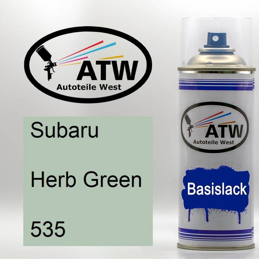 Subaru, Herb Green, 535: 400ml Sprühdose, von ATW Autoteile West.